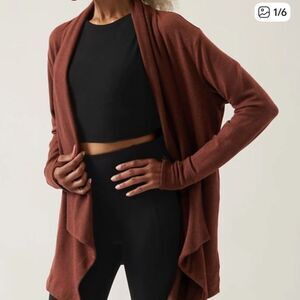 Athleta Pranayama Restore Wrap Cardigan Sweater Mahogany Brown Womens 1x